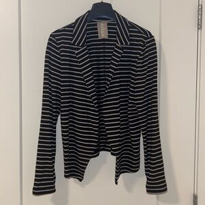 Dolan black and taupe striped buttonless casual blazer